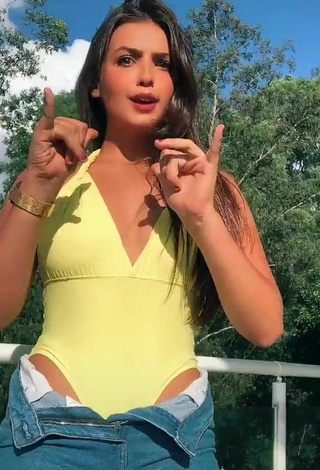 2. Sexy Isa Pinheiro Shows Cleavage in Yellow Swimsuit