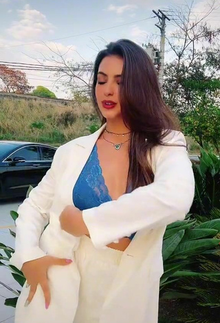 3. Sexy Isa Pinheiro Shows Cleavage in Blue Bra in a Street