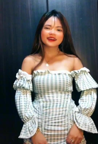 3. Hot Angela Mae Evangelista Shows Cleavage in Checkered Dress