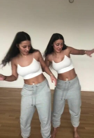 3. Lovely jakictwins Shows Cleavage in White Crop Top