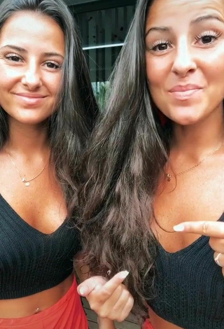 Pretty jakictwins Shows Cleavage in Black Crop Top