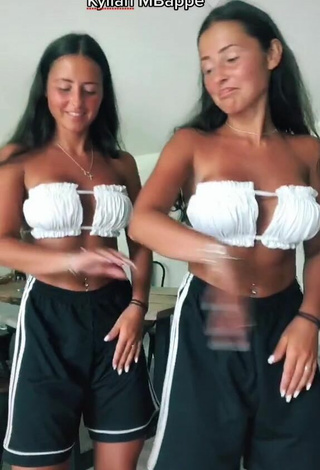 1. Sexy jakictwins Shows Cleavage in White Bikini Top