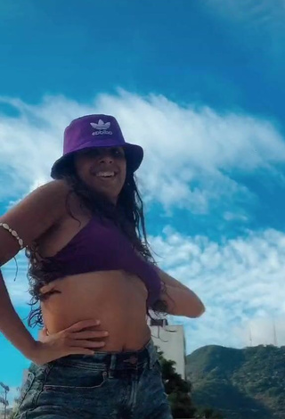 3. Sexy Ju Muniz Shows Cleavage in Purple Bikini Top