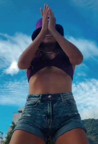 4. Sexy Ju Muniz Shows Cleavage in Purple Bikini Top