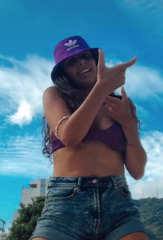 6. Sexy Ju Muniz Shows Cleavage in Purple Bikini Top