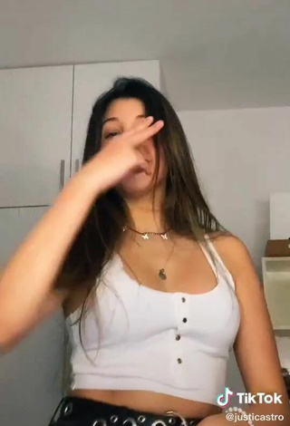 6. Sexy Justina Castro Shows Cleavage in White Crop Top