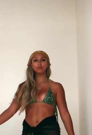 Sexy Kenna Mo Shows Cleavage in Snake Print Bikini Top
