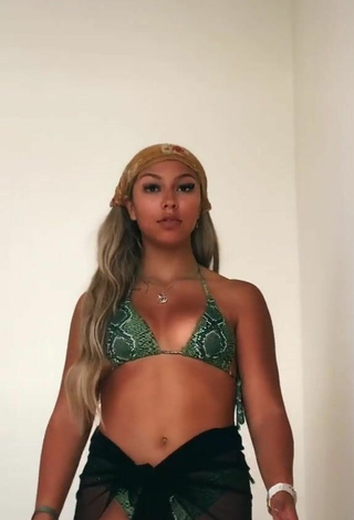 2. Sexy Kenna Mo Shows Cleavage in Snake Print Bikini Top