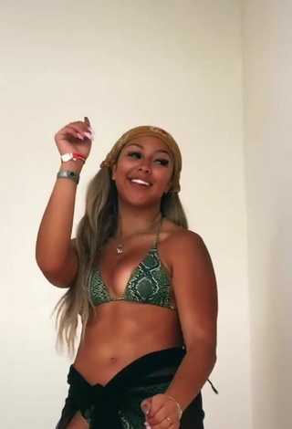 4. Sexy Kenna Mo Shows Cleavage in Snake Print Bikini Top