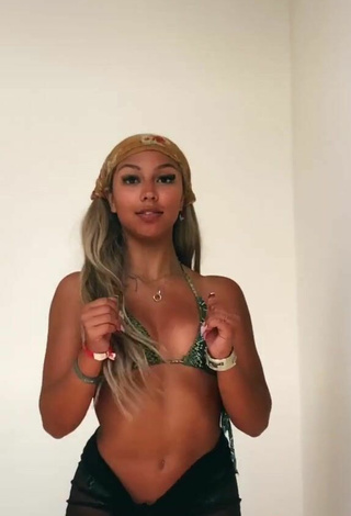 5. Sexy Kenna Mo Shows Cleavage in Snake Print Bikini Top