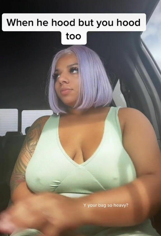 Sexy Mikayla Saravia Shows Nipples in a Car Braless
