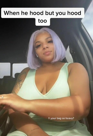6. Sexy Mikayla Saravia Shows Nipples in a Car Braless