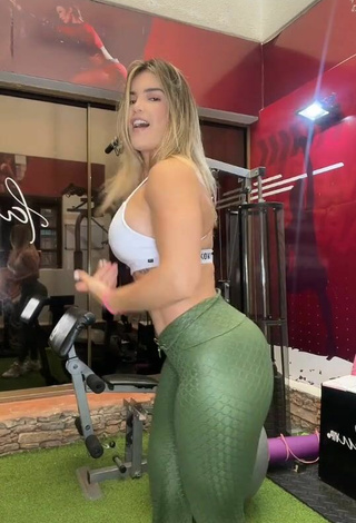 6. Sexy Laura Fuentes in Green Tight Pants in the Sports Club