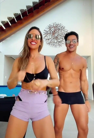 6. Beautiful Lica Lopes Ramalho Shows Cleavage in Sexy Black Bikini Top