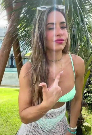 Sweetie Lica Lopes Ramalho Shows Cleavage in Light Green Bikini Top