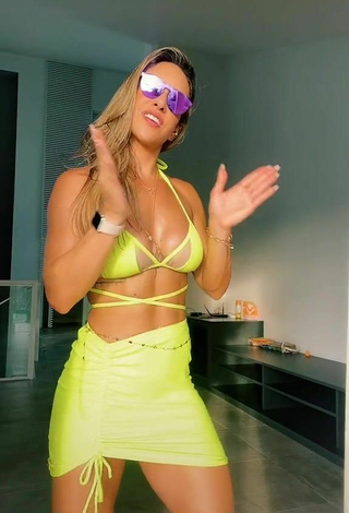 3. Cute Lica Lopes Ramalho Shows Cleavage in Yellow Bikini Top