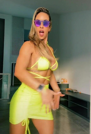 4. Cute Lica Lopes Ramalho Shows Cleavage in Yellow Bikini Top