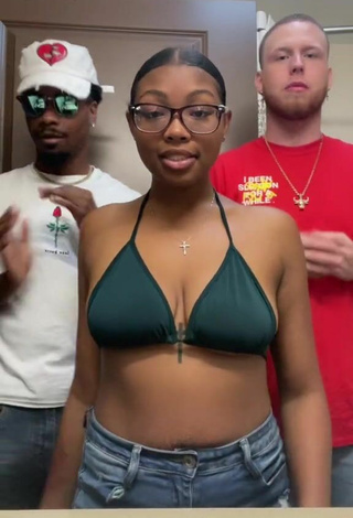 3. Beautiful Destinyy Shows Cleavage in Sexy Green Bikini Top