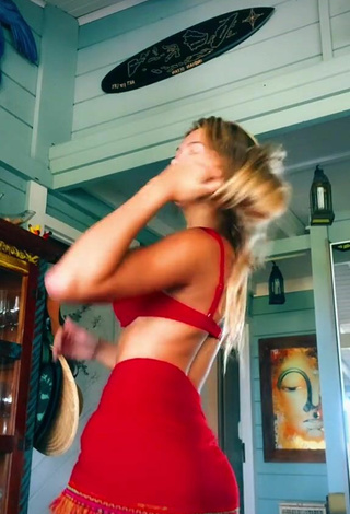 6. Sexy Maeva Reichert Shows Cleavage in Red Bikini Top