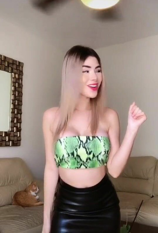 1. Cute Mafer Payan Shows Cleavage in Snake Print Tube Top while Twerking