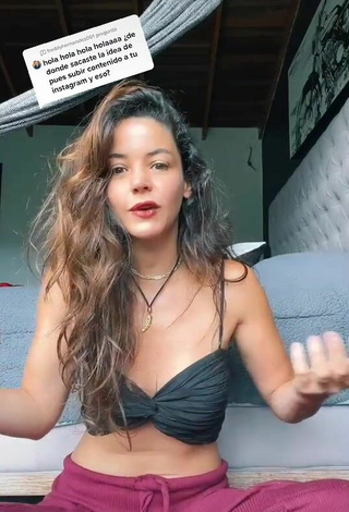 6. Sexy Maleja Restrepo Shows Cleavage in Black Crop Top