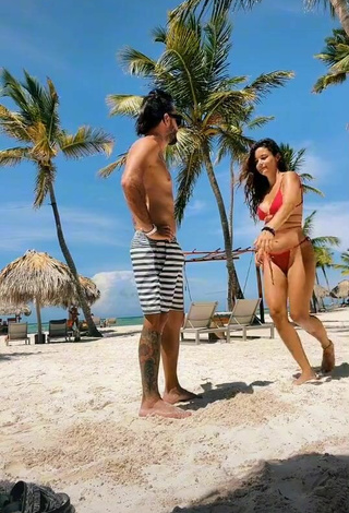 1. Sexy Maleja Restrepo Shows Cleavage in Red Bikini at the Beach