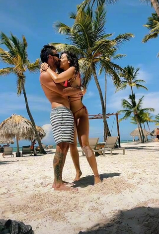 4. Sexy Maleja Restrepo Shows Cleavage in Red Bikini at the Beach