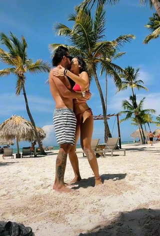 5. Sexy Maleja Restrepo Shows Cleavage in Red Bikini at the Beach