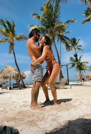 6. Sexy Maleja Restrepo Shows Cleavage in Red Bikini at the Beach