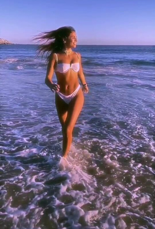 3. Hottest Manu Barrios Shows Cleavage in White Bikini in the Sea