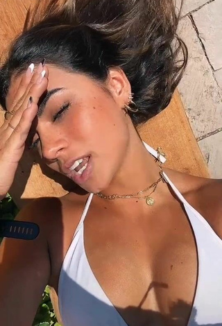 Beautiful Manu Barrios Shows Cleavage in Sexy White Bikini Top