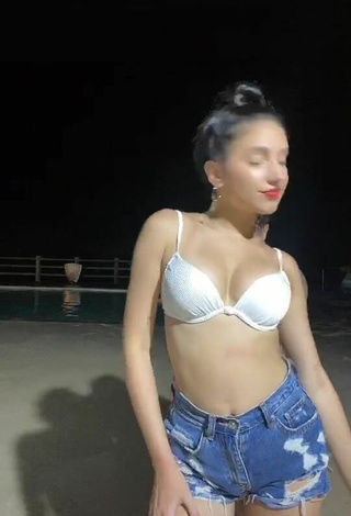 3. Cute Mariam Obregón Shows Cleavage in White Bikini Top