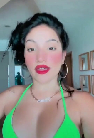 2. Hot Mariam Obregón Shows Cleavage in Green Bikini Top