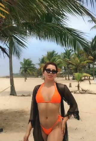 Sexy Marian in Orange Bikini at the Beach