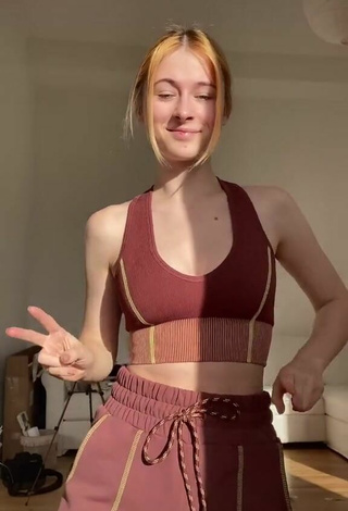 Lovely Marie-Sophie in Brown Crop Top and Bouncing Breasts