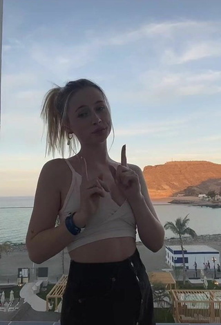 1. Hottest Marie-Sophie in White Crop Top on the Balcony