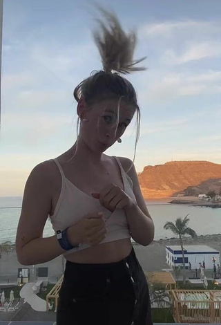 2. Hottest Marie-Sophie in White Crop Top on the Balcony