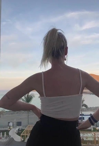 6. Hottest Marie-Sophie in White Crop Top on the Balcony