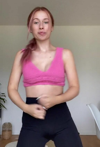3. Hottie Marie-Sophie Shows Cleavage in Pink Crop Top and Bouncing Breasts