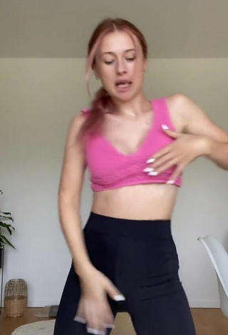 4. Hottie Marie-Sophie Shows Cleavage in Pink Crop Top and Bouncing Breasts