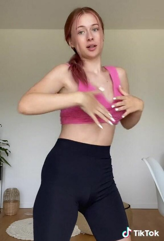 5. Hottie Marie-Sophie Shows Cleavage in Pink Crop Top and Bouncing Breasts