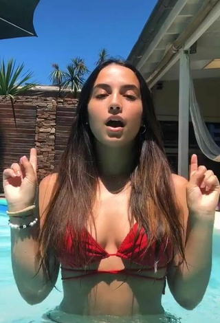 3. Cute Martina Catini in Red Bikini at the Pool