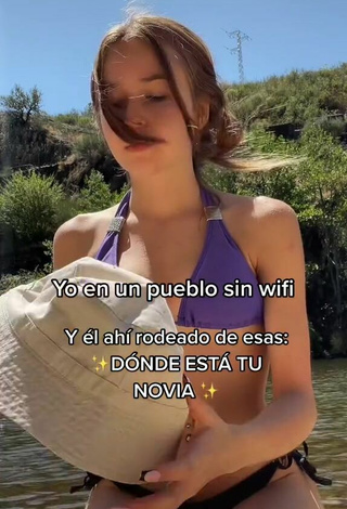 4. Sexy Natalia Jiménez Shows Cleavage in Purple Bikini Top