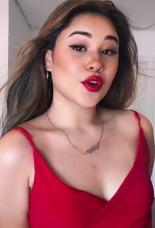 6. Sexy Nica Reina Shows Cleavage in Red Dress