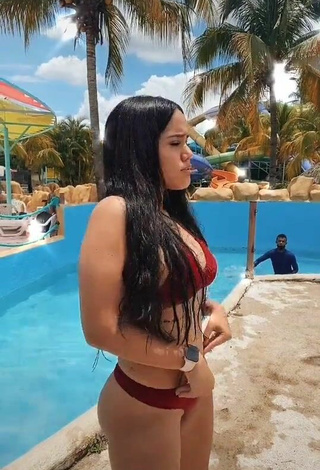 Beautiful Nicole Diaz Shows Cleavage in Sexy Red Bikini