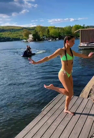 4. Hot Olivia Alboher Shows Cleavage in Light Green Bikini