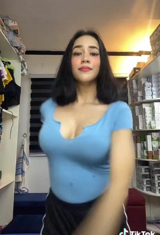 6. Hot Charisse Galang Shows Cleavage in Blue Top