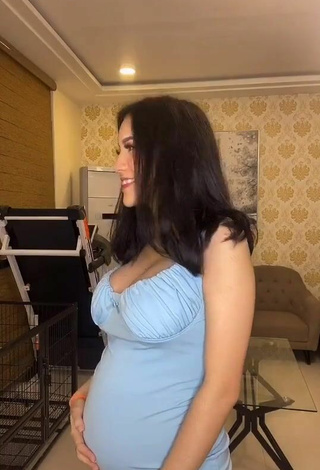 Beautiful Charisse Galang Shows Cleavage in Sexy Blue Dress