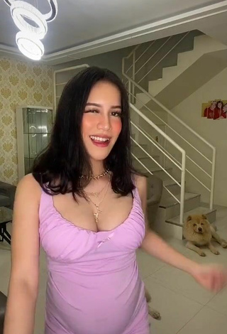 6. Cute Charisse Galang Shows Cleavage in Violet Dress