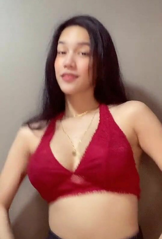2. Hottie Charisse Galang Shows Cleavage in Red Bra and Bouncing Boobs